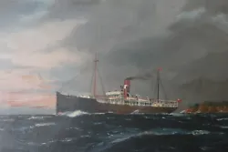Buy Antique Oil Painting On Canvas Of Australian Steamship SS Merimbula. Signed 1914 • 200£