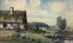 Buy STUNNING Vintage Farmyard Landscape Oil Painting CARL MANSSON 1892-1976 Swedish • 160£