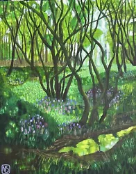 Buy Original Acrylic Landscape Painting, Woods, Bluebells • 30£