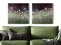 Buy Set Of 2 Floral Paintings - Diptych - Midnight Moon Song - By Jennifer TAYLOR • 295£