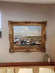 Buy ✨J** ADAMS - OIL ON BOARD HAYLE HARBOUR WITH FISHING BOATS, SIGNED 65cm X 55cm✨ • 139.99£