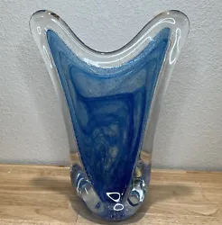 Buy ROLLIN KARG 1996 Art Glass Sculpture 16  Tall Blue To Clear SIGNED • 238.99£