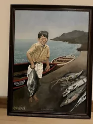 Buy Edwin Swaine ‘Boy Fishing’ Original Hand Painted Art Painting ( A HALCYON DAY ) • 79.99£