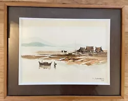 Buy Framed Vintage Painting T Supsirikool Thai Artist Fishing Boats At Village 1971 • 165.37£