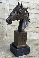 Buy  Horse Lovers 100% Solid Bronze Horses Head Bust Sculpture Statue Equestrian • 102.95£