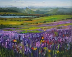 Buy Lavender Fields Oil Painting Textured Impasto Painting Impressionism Landscape • 173.25£
