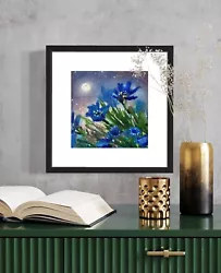 Buy Cornflower, Floral Moonlight Painting - Midnight Wonder - Star Painting J TAYLOR • 150£