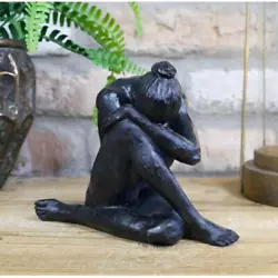 Buy Sitting Woman Sculpture Naked Lady Posed Ornament Artistic Black Resin Decor • 14.49£