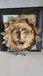 Buy Unique Vintage Sun Face / Sun God Handcrafted And Painted Pottery Wall Hanger • 82.69£