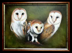 Buy Original Lorna C Beckett Oil Painting Of Barn Owls - Nature, Birds (1995) Framed • 129.99£