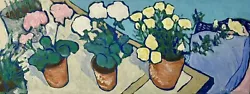 Buy Original Oil Painting Geraniums And Yellow Roses” By Brian Pinnell • 68£