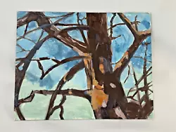 Buy Orig Acrylic On Cardboard Dramatic Tree Painting NY Artist Eugene J Thomson 8x10 • 45.48£
