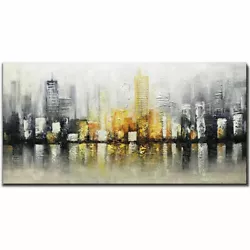Buy Large Canvas Hand-painted Oil Painting Abstract City 120cm Unframed • 30.96£