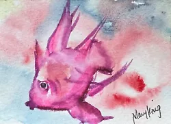 Buy Watercolor ACEO Original Painting By Mary King - Fish • 3.31£