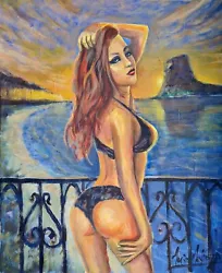 Buy Original Mario Mendoza 'lucia' Female Woman Sea Oil Painting Art Underwear Sexy • 950£