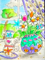 Buy ACEO Original Watercolour Painting - Rattling Teacups - By Polly • 6£