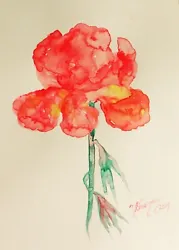 Buy Watercolour Painting Of One Red Poppy,impressionist,flower,original,new,unframed • 5£