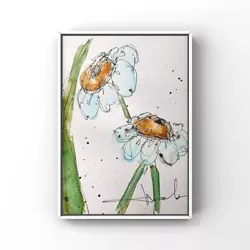Buy White Flowers Art Watercolor Painting Wildflowers Small Painting Minimalism Art • 20.67£