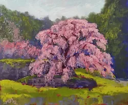 Buy Cherry Blossom Painting Sakura Tree Impressionis Landscape Oil Painting 10x12 In • 60.36£