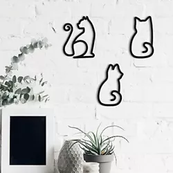 Buy 3 PCS Wall Art Wire Cats Sign Wall Decor Black Metal For Kitchen Restaurant3048 • 14.38£