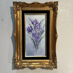 Buy Vtg Original Still Life Iris Painting Art 6 X 12 In Ornate Victorian Gold Frame • 49.87£