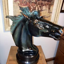 Buy Art Deco Mustang Pony Express Sculpture Of Running Horse Head Bronze Statue • 331.48£