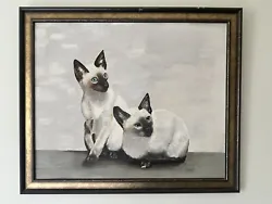 Buy CAT Large Oil Painting Siamese Cats Framed • 35£