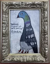 Buy Original Naive Abstract Oil Painting On Board Signed Framed Stamped „Pigeon” • 76.32£