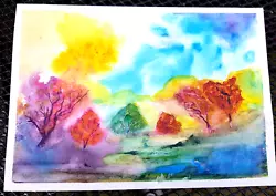 Buy Colourful Landscape,Original Watercolour Painting By Chris Clarke - A4 • 4.99£