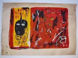 Buy Jean-Michel Basquiat Painting Drawing On Old Paper Signed Stamped 2 • 84.03£