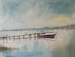 Buy Original Oil Painting Estuary Seascape Nautical Boats Coastal Harry Charlwood • 65£