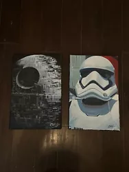 Buy Death Star & Storm Trooper Star Wars Set  12 X18  Pop Art Painting Chris Cargill • 57.14£