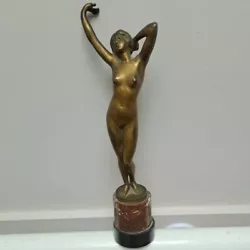 Buy Vintage Art Deco Bronze Nude Statue Sculpture On Marble Base 1960's • 249£