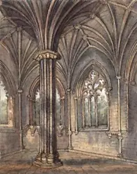 Buy Elgin Cathedral Scotland - Antique Watercolour Painting - 19th Century • 150£