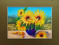 Buy Sunflowers Original Painting -Yellow Flowers Artwork -Still-life Framed • 47.17£