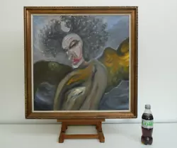 Buy 20th C Spanish Abstract Surrealist Portrait Oil Painting On Board  Fallen Angel  • 130£