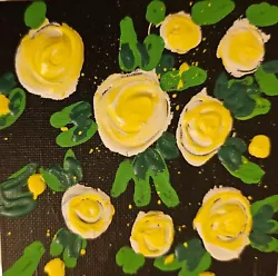Buy Rose Acrylic Painting Original Art 4x4 Small Flower Artwork Impressionist Art • 26.83£