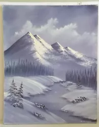 Buy Original Signed Oil Painting On Canvas Mountains Bob Ross Style Titled Mood Mtn. • 41.34£