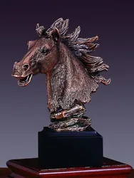 Buy A Wild Mustang Horse Head  Sculpture Great Detail Brass Art Bronze • 37.17£