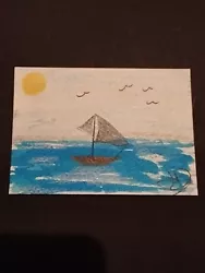Buy Original Watercolour Miniature Boat Aceo • 1.99£