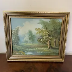 Buy Vintage Signed Oil Landscape Forest River Scene • 25£