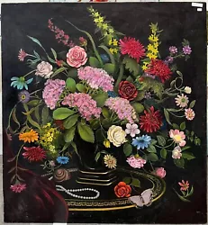 Buy Victorian Floral Arrangement In Vase Still Life Original Oil Painting On Canvas • 70£