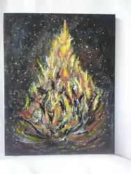 Buy Bonfire  Camping Original Textured  Painting 11x14 Canvas Panel Wall Art Decor • 66.91£
