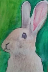 Buy Aceo Art Card 2.5 Ich Hare Watercolour Pencil Painting • 3.50£