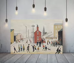Buy Lowry Style Street Scene 1937-framed Canvas Wall Art Picture Paper Print- Red • 7.99£