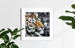 Buy Original Tiger Oil Painting 20x20 On Stretched Canvas • 45£