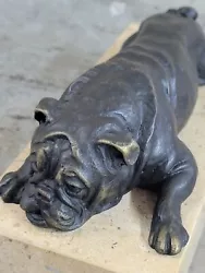 Buy Bronze Sculpture Hand Made Statue Animal English Bulldog Dog Animal Figurine NR • 123.50£