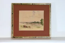 Buy Original Abstract Landscape Painting On Thick Vintage Paper, Mounted And Framed • 42.50£
