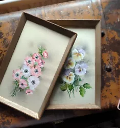 Buy Pair Of Vintage Floral Paintings, Flower Painting, Anemone, Poppy • 48£
