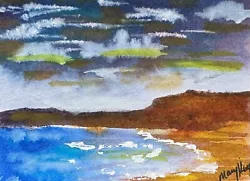 Buy ACEO 2.5  X 3.5  Original Watercolor Art By Mary King - Clouds Over The Beach • 2.48£